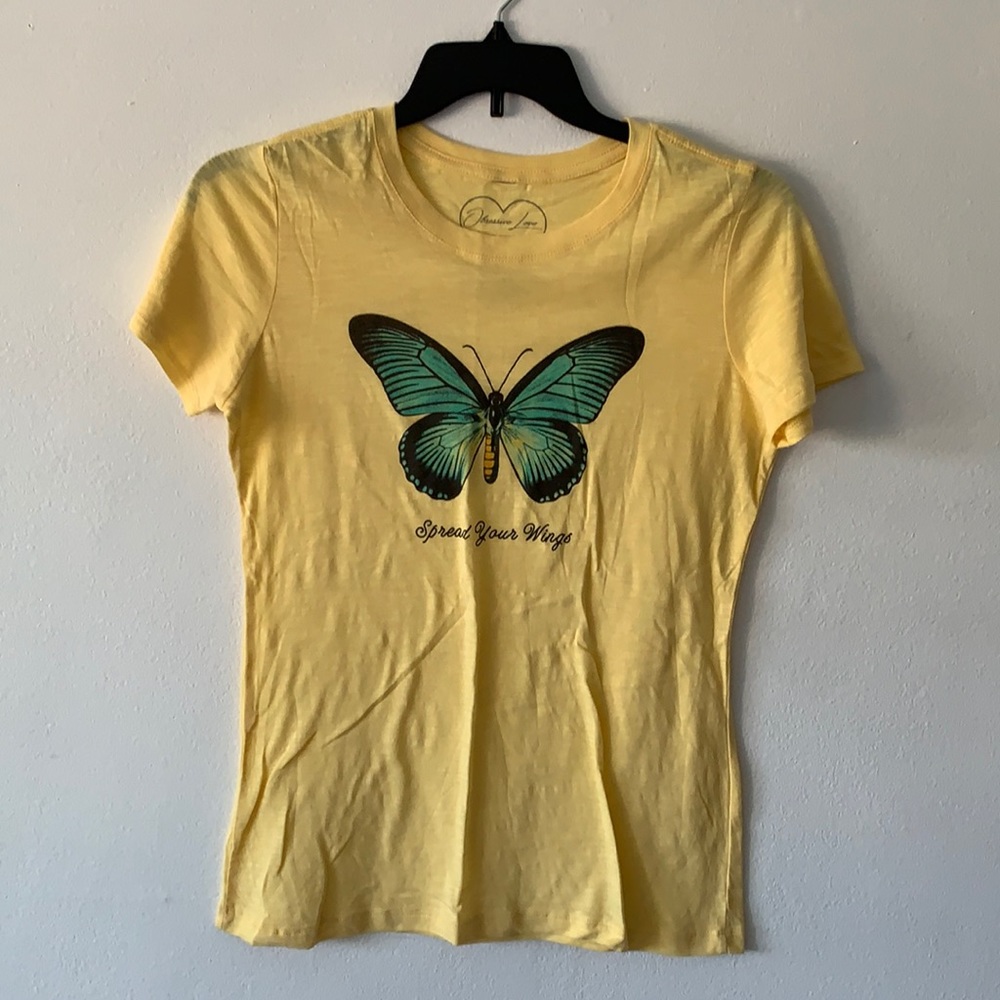 Obsessive Love Yellow Butterfly Short Sleeve
